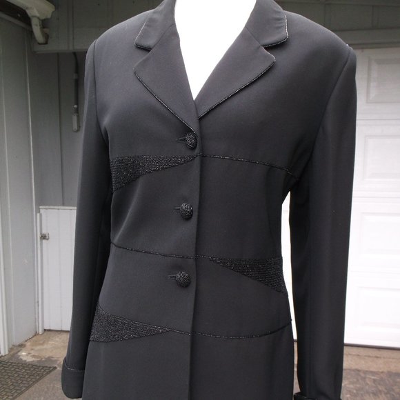 VTG NIPON Black w/Beading evening Blazer 10 - Picture 1 of 11
